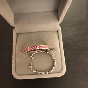 Pink gemstone hoop earrings